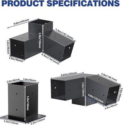 طقم أدوات تركيب برجولات خارجية – أقواس معدنية بزاوية 3 اتجاهات مقاس 4x4 بوصة